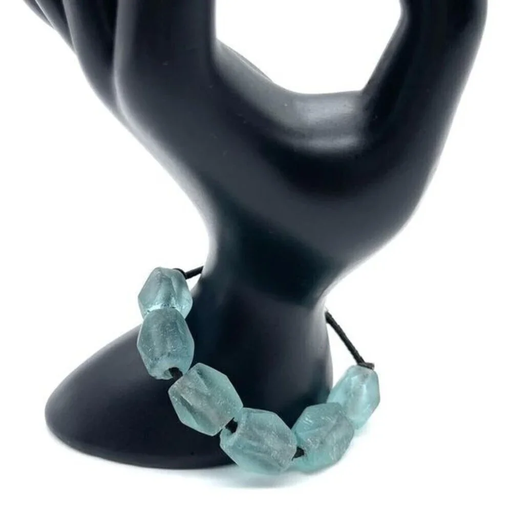 Crystal Glass Beads w/ Leather